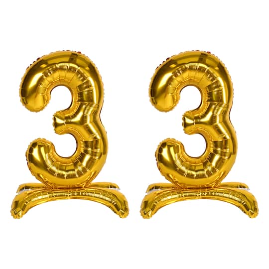 Beistle 26" Gold Self-Standing Foil Balloon Numbers, 2ct. | Numeral 3 | Michaels®